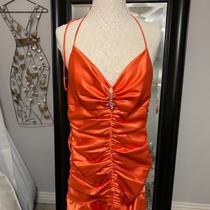 Custom made size 2 orange roushed dress like New